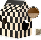 Cardboard Cat House with Scratch Pad & Catnip, Cat Play Scratching House - Image 9