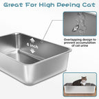 Stainless Steel Litter Box, 23.6“x15.7"x6" Deep Stainless Steel Cat Litter Box - Image 2
