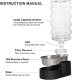 RIZZARI Large Dog Water Dispenser: 9L Black 304 Stainless Steel Gravity Feeder - Image 3