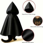 Black Bat Cat Mask and Cloak Costume - Image 6
