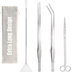 Hiceeden 4 Pcs 15 Inch Long Aquarium Aquascape Tools, Stainless Steel by Hiceeden