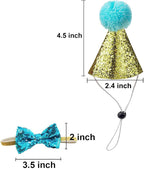 4 Pcs Cat Birthday Hat Bowtie Small Dog Hat Headband Topper Bowtie Adjustable - Image 2