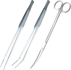 3-Piece Aquascaping Tools Set – 25cm / 9.8in Straight & Curved Long Tweezers by UTK+Usagi+To+Kame