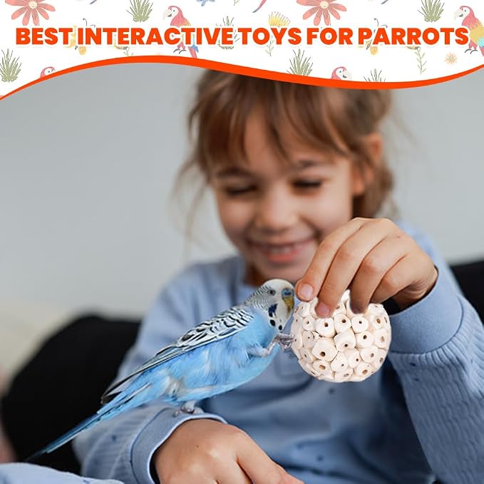 6 Pack Bird Toy Sola Balls, Natural Parrot Soft Chew Shredding & Foraging Toy - Image 6