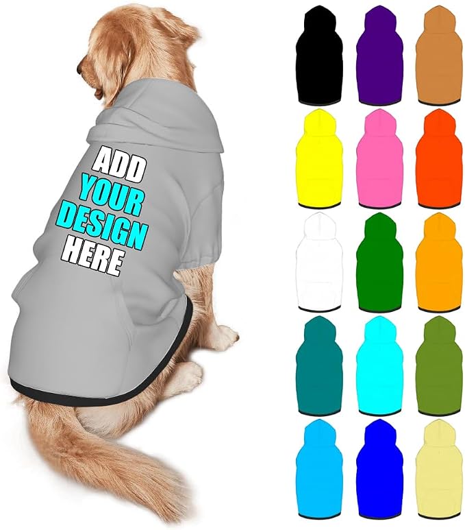 Custom Dog Hoodie Personalized Photo Text Logo Name Dog Clothes, Soft & Warm by Mynvzrk