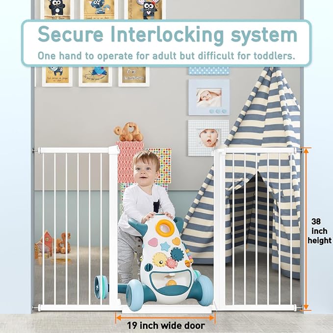 Fairy Baby 38" Extra Tall Baby Gate, 48.9"-54.3" Extra Wide Large Pet Gate - Image 6