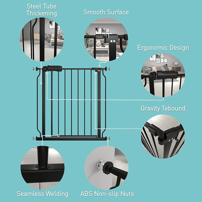 WAOWAO Baby Gate 66.93-71.65" Extra Wide Pressure Mounted Walk Through Swing - Image 2