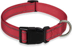 Reflective Dog Collar with Buckle Adjustable Safety Nylon Collars by BOOMIBOO