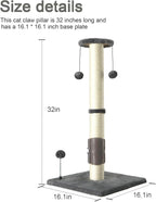 PEEKAB 32" Tall Cat Scratching Post Sisal Scratch Posts, - Image 4