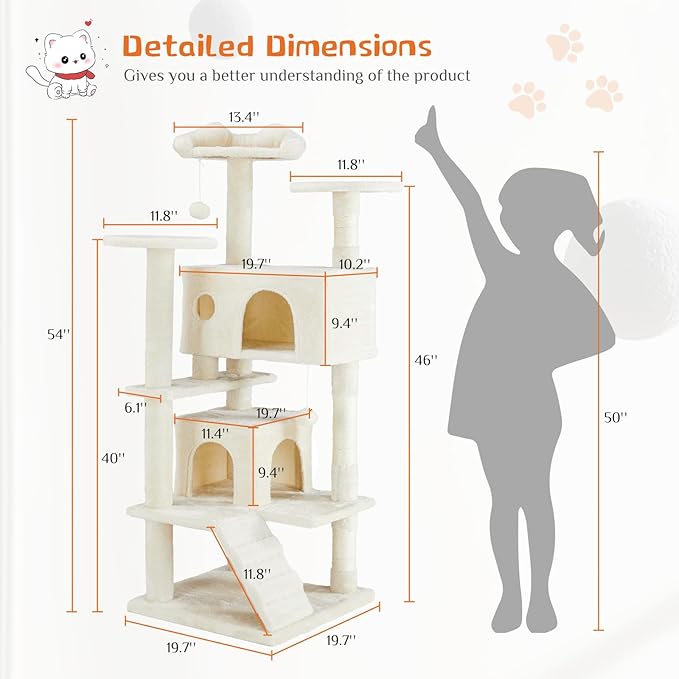 Sweetcrispy 54 Inch Cat Tree Tower, Indoor Cat Condo - Image 3