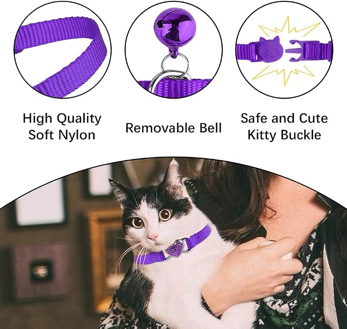 2 Pcs Cat Collars Heart Bling Breakaway - Image 6