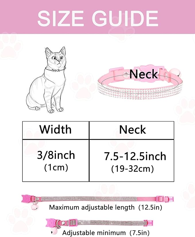 Breakaway Cat Collars with Bell, olmoony Adjustable Safe Kitten Collar - Image 7