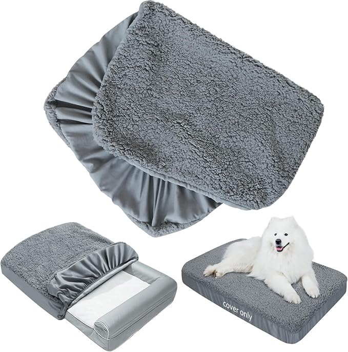 Dog Bed Covers 2 Pack Soft Plush Replacement Washable, Waterproof Pet Bed Liner by Moonsea