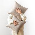 Pack of 2 Neutral Decorative Faux Leather Throw Pillow Covers, Boho Luxury by GEGELICA