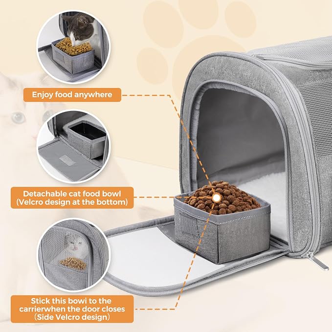 Soft Cat Carrier for Pets Up to 25 lbs, Cat Pet Travel Bag - Image 4