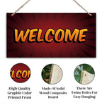 Welcome Sign for Front Door, Front Door Wooden Hanging Sign, Comic Style - Image 3