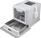 Enclosed Cat Litter Box with Lid Top Exit Covered Metal Stainless Steel Litter by Unknown