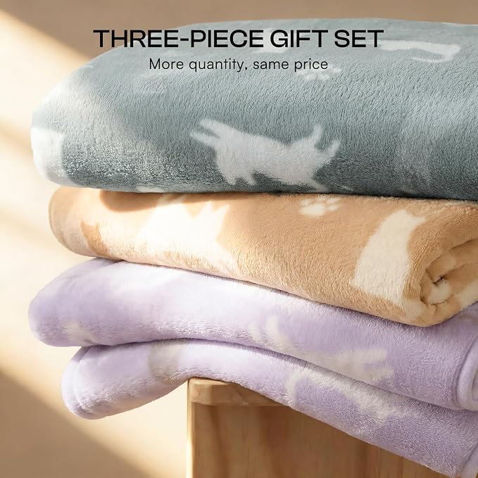 Luciphia 1 Pack 3 Dog Printed Fleece Pet Blankets Washable，Soft Warm Throw - Image 5