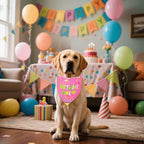 Dog Birthday Bandana Girl for Medium Large Dogs, Reversible 2 Patterns in 1 - Image 5