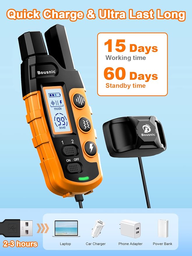 Bousnic Dog Shock Collar 2 Dogs - 3300 ft Waterproof Training Collar - Image 8