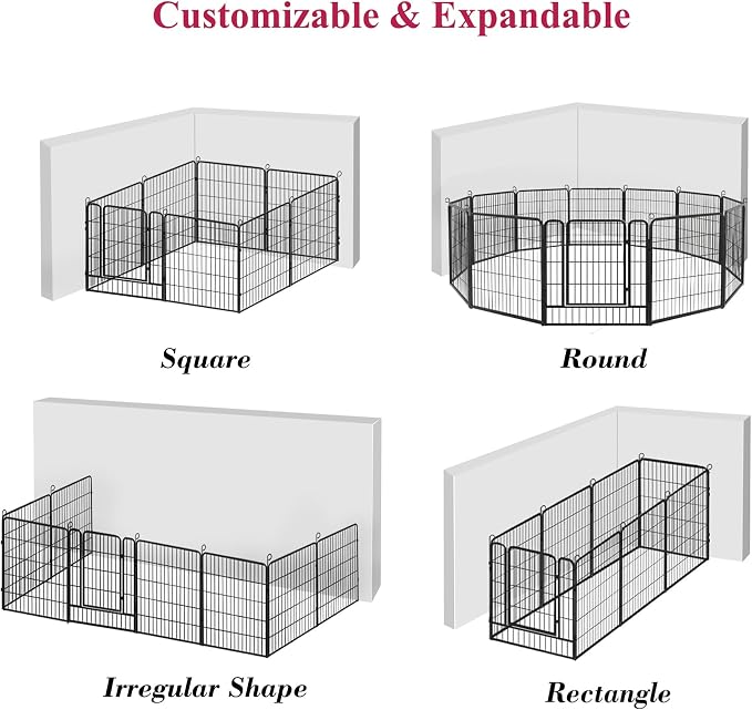 Dog Playpen, 32inch 10 Panels Outdoor Dog Fence Indoor Dog Pen Anti-Rust Pet - Image 5