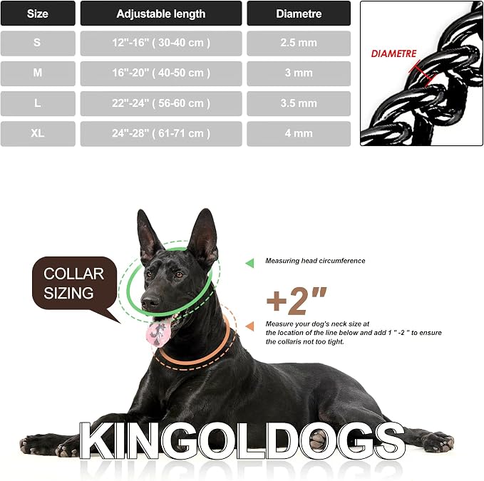 Stainless Steel Black Dog Chain Collar - Image 5