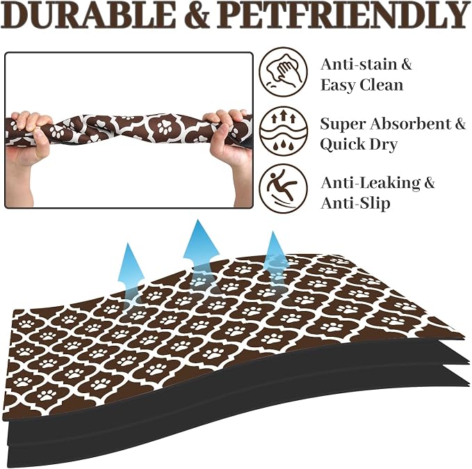Dog Food Mat 17X30 Inch Pet Feeding Absorbent Mats - Image 2
