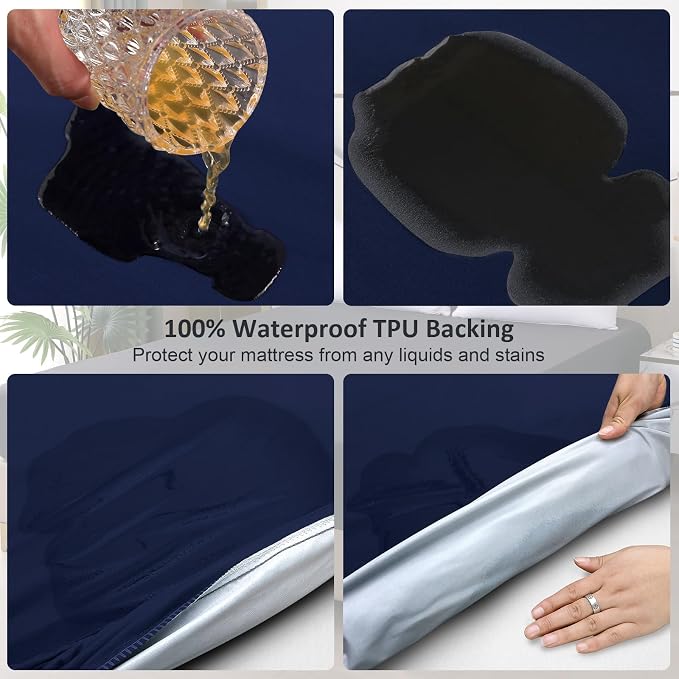 Waterproof Mattress Protector Full, Fitted Sheet Style Breathable Mattress Cover - Image 3