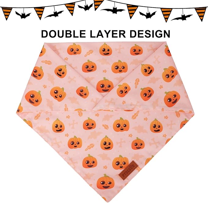 PTDECOR Halloween Dog Bandana, Cute Ghost Pumpkin Design Reversible Holiday Pet - Image 6