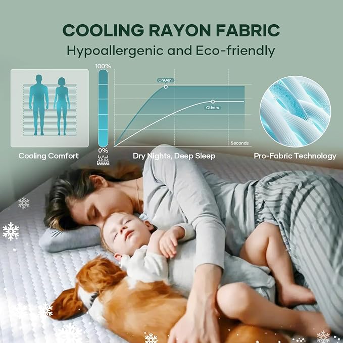 OhGeni 100% Waterproof Mattress Protector, Twin XL Size Mattress Soft Pad - Image 4