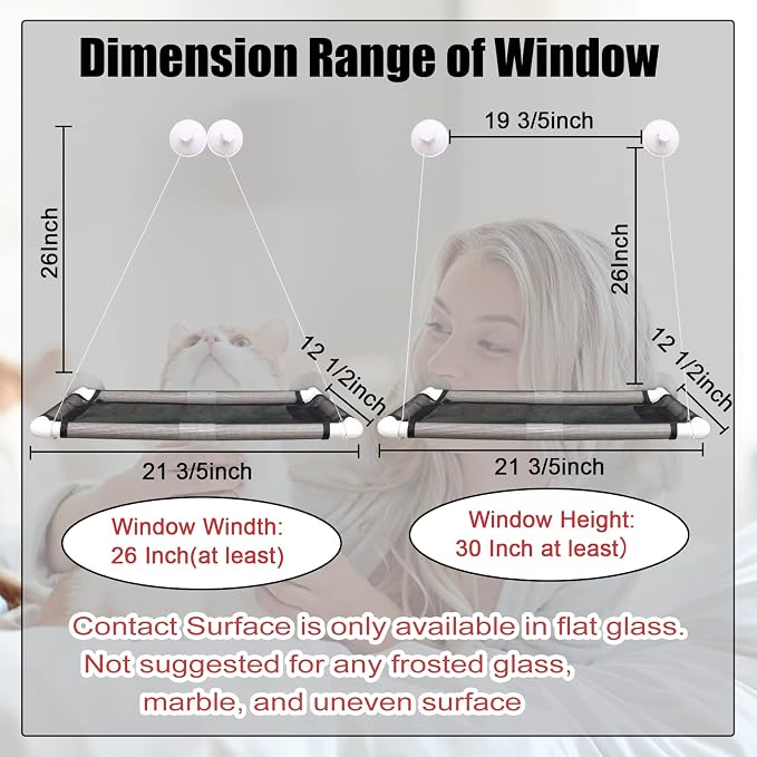 Cat Window Perch, Cat Hammock Window Seat w/Free Fleece Blanket 2025 Latest - Image 3