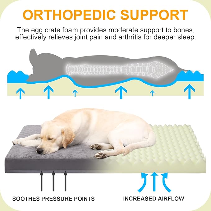 KSIIA Orthopedic Dog Crate Bed for Large Dogs, Waterproof, Washable & Removable - Image 2