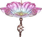 MUMTOP 31 Inch Height Glass Birdbath Birdfeeder by MUMTOP