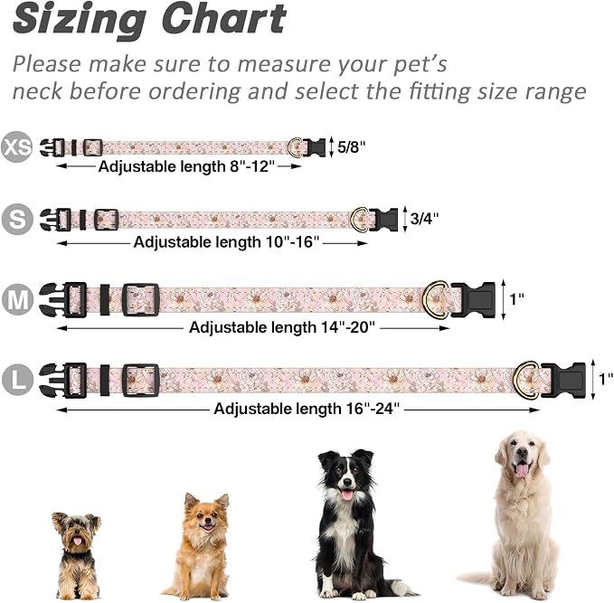 Reflective Dog Collar for Large Dogs, Cute Flower Theme Adjustable Heavy-Duty - Image 7