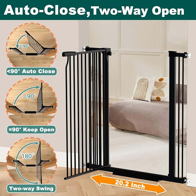 Fairy Baby 40.5" Extra Tall Baby Gate, 72.3"-76.7" Extra Wide Large Dog Pet - Image 5
