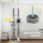 PawHut Floor to Ceiling Cat Tree, Scratching Posts & Ramp - Image 3