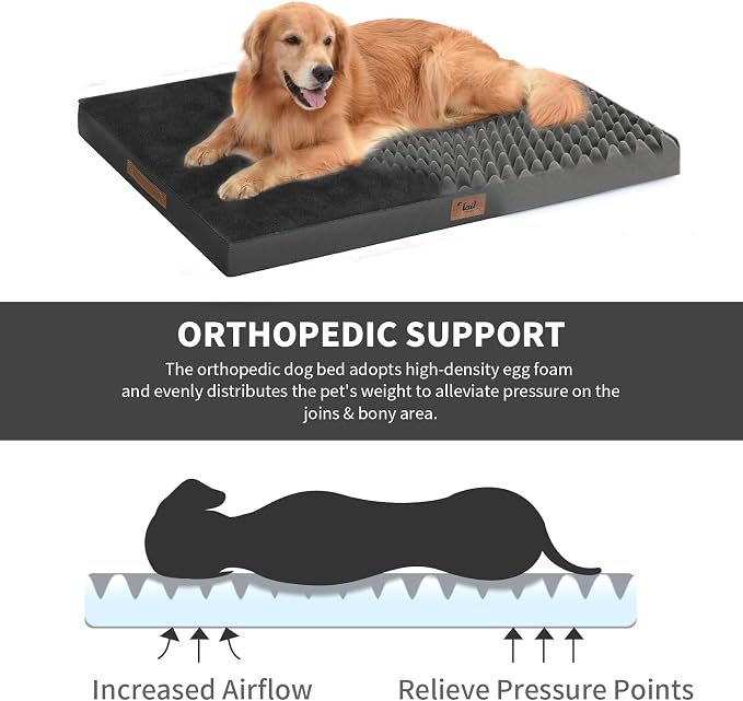 Comfort Dog Bed for Small Dogs & Cats, Waterproof Dog Crate Mat Orthopedic Egg - Image 4