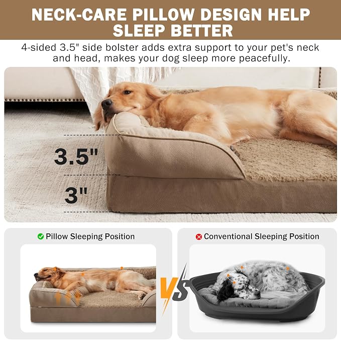INVENHO Orthopedic Large Dog Bed, Washable Waterproof, Egg-Crate Foam Dog Couch - Image 5
