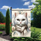 Cat Garden Flag 12x18 Inch Double Sided Outdoor Yard Banner White Cat - Image 6