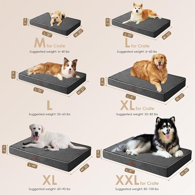 EHEYCIGA Waterproof Dog Bed Orthopedic 41"x27", Memory Foam Pet Bed - Image 3