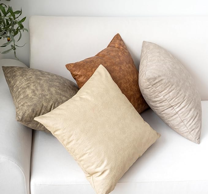 Faux Leather Pillow Covers, for Home Decor Outdoor Waterproof Pet Hair - Image 9