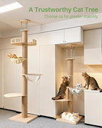 Floor to Ceiling Cat Tree, Adjustable Height, 4 Level Tall Cat Tree Tower - Image 4