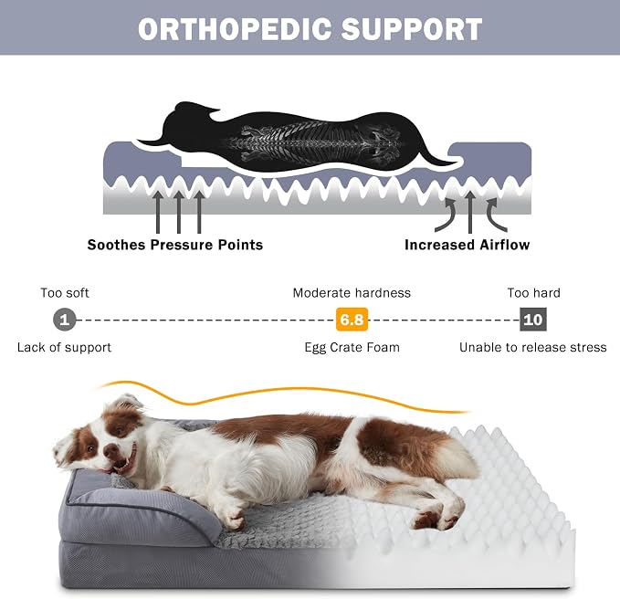 INVENHO Orthopedic Extra Large Dog Bed, XXL Waterproof Dog Sofa, Egg-Crate Foam - Image 2