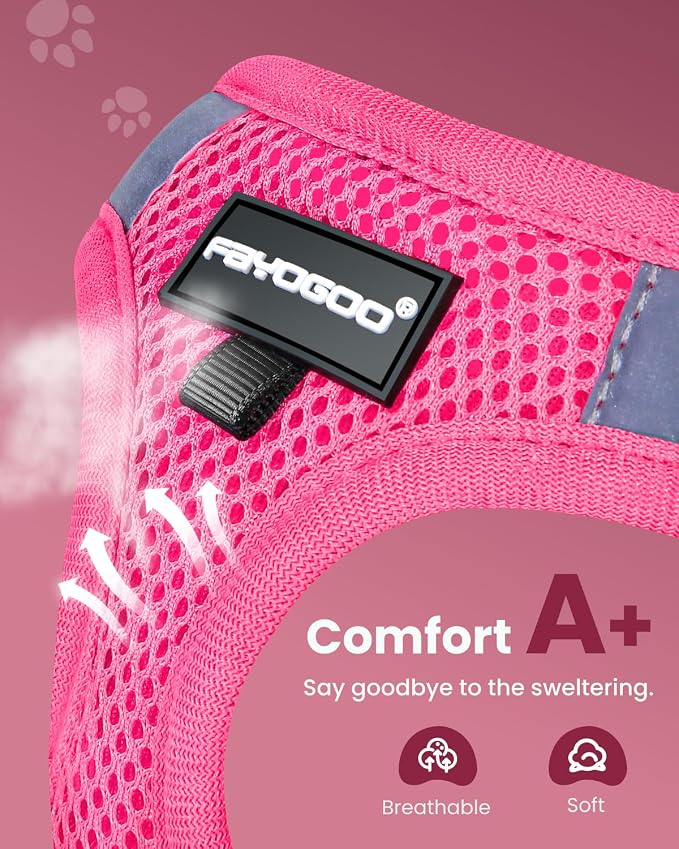 FAYOGOO Pink Solid Cat Harness and Leash Set, Escape Proof, Adjustable - Image 2