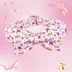 Lionheart glory Dog Collar Shark Print Dogs Bow Collar Adjustable Soft Pink Dog - Image 3
