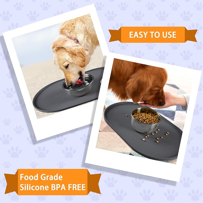 100% Waterproof 1.0" Raised Edge BPA Free Silicone Dog Food Mat, Pet Cat - Image 7
