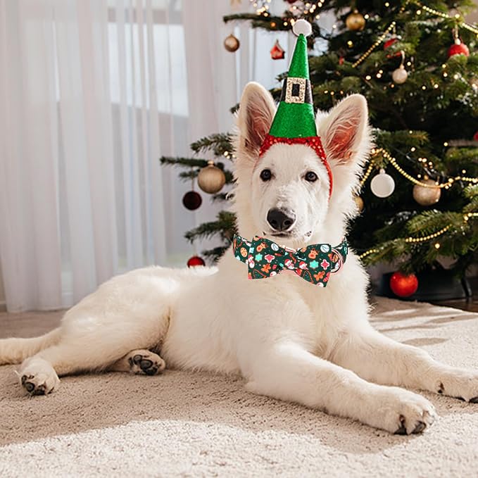 Christmas Dog Collar, Cute Winter Holiday Collars Green Christmas Tree and - Image 5