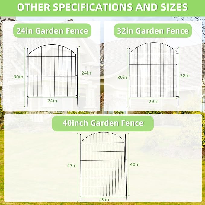 Decorative Garden Fence 32in x12ft, 5 Pack No Dig Fence Animal Barrier - Image 8