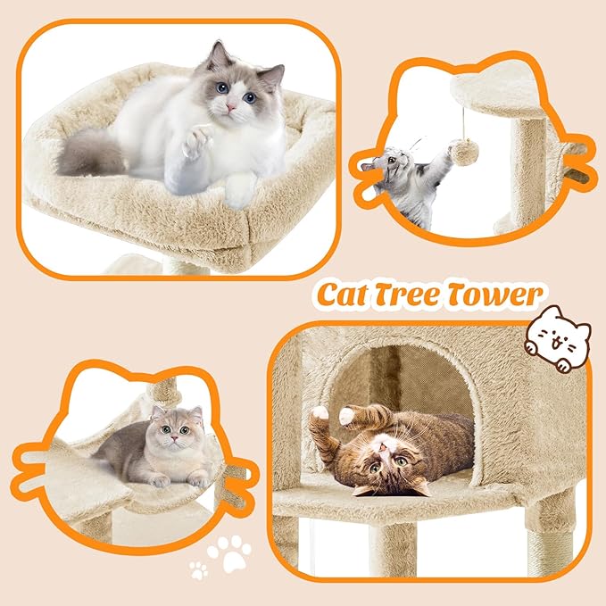 DUMOS Small 44 Inch Cat Tree Tower, Cat Climbing Tower - Image 6