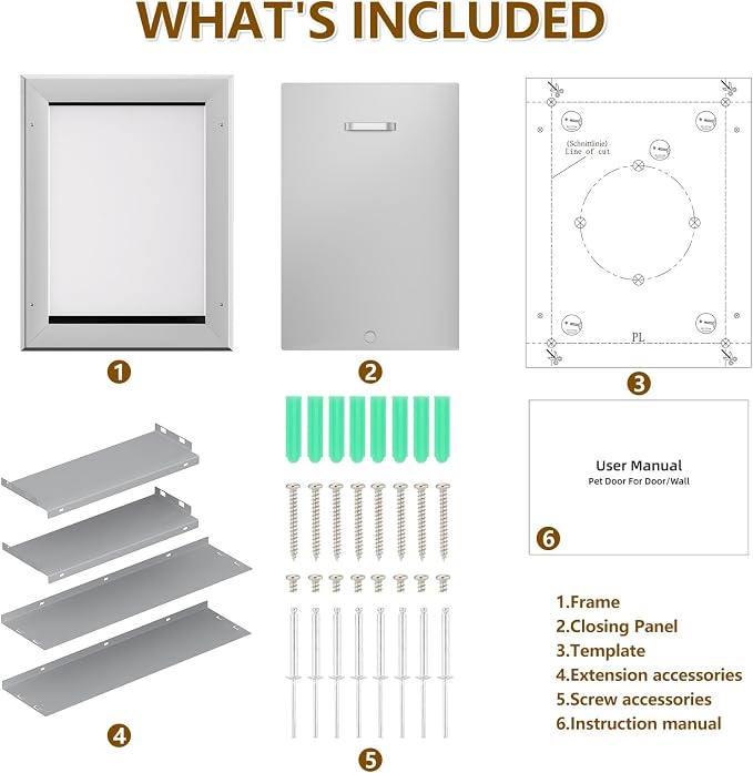 Ownpets Aluminum Dog Door for Wall and Door, Double Flap Energy Efficient - Image 7